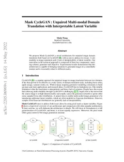 Mask CycleGAN: Unpaired Multi-modal Domain Translation with
  Interpretable Latent Variable