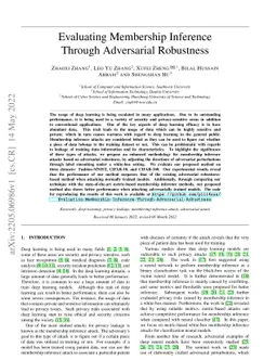 Evaluating Membership Inference Through Adversarial Robustness