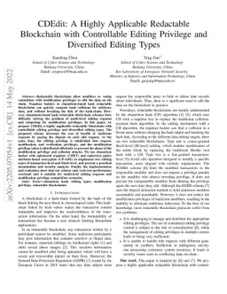 CDEdit: A Highly Applicable Redactable Blockchain with Controllable
  Editing Privilege and Diversified Editing Types
