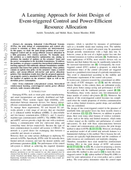 A Learning Approach for Joint Design of Event-triggered Control and
  Power-Efficient Resource Allocation