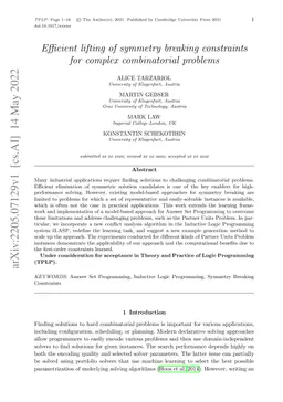 Efficient lifting of symmetry breaking constraints for complex
  combinatorial problems