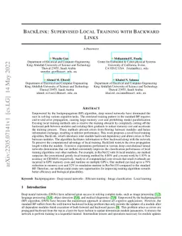 BackLink: Supervised Local Training with Backward Links