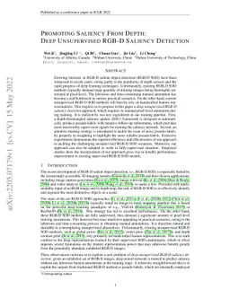 Promoting Saliency From Depth: Deep Unsupervised RGB-D Saliency
  Detection