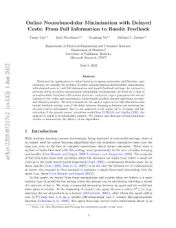 Online Nonsubmodular Minimization with Delayed Costs: From Full
  Information to Bandit Feedback