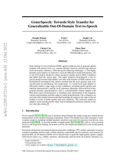 GenerSpeech: Towards Style Transfer for Generalizable Out-Of-Domain
  Text-to-Speech