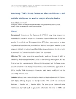 Combating COVID-19 using Generative Adversarial Networks and Artificial
  Intelligence for Medical Images: A Scoping Review