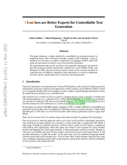 Classifiers are Better Experts for Controllable Text Generation