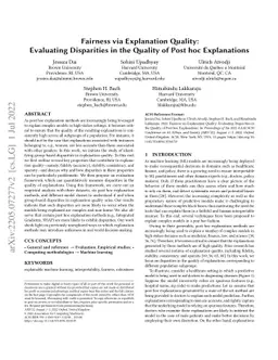 Fairness via Explanation Quality: Evaluating Disparities in the Quality
  of Post hoc Explanations