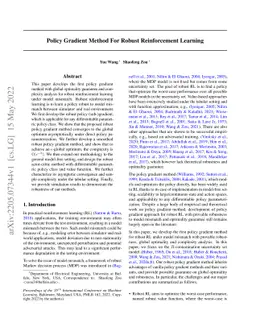 Policy Gradient Method For Robust Reinforcement Learning