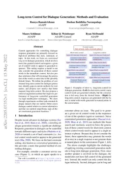 Long-term Control for Dialogue Generation: Methods and Evaluation