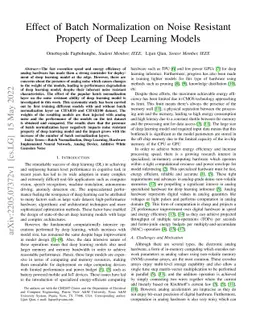 Effect of Batch Normalization on Noise Resistant Property of Deep
  Learning Models
