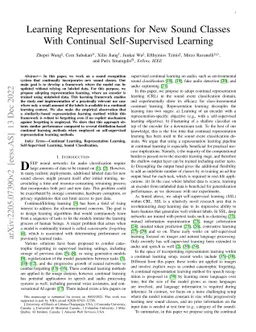 Learning Representations for New Sound Classes With Continual
  Self-Supervised Learning
