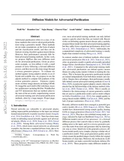Diffusion Models for Adversarial Purification