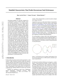 Manifold Characteristics That Predict Downstream Task Performance