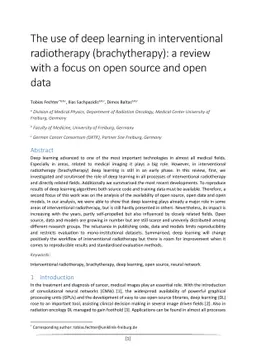 The use of deep learning in interventional radiotherapy (brachytherapy):
  a review with a focus on open source and open data