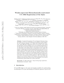 Weakly-supervised Biomechanically-constrained CT/MRI Registration of the
  Spine