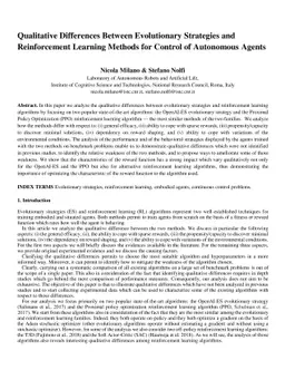 Qualitative Differences Between Evolutionary Strategies and
  Reinforcement Learning Methods for Control of Autonomous Agents