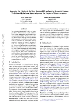 Assessing the Limits of the Distributional Hypothesis in Semantic
  Spaces: Trait-based Relational Knowledge and the Impact of Co-occurrences