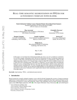 Real-time semantic segmentation on FPGAs for autonomous vehicles with
  hls4ml
