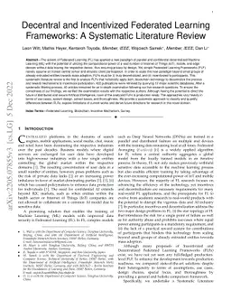 Decentral and Incentivized Federated Learning Frameworks: A Systematic
  Literature Review
