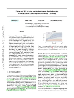Enforcing KL Regularization in General Tsallis Entropy Reinforcement
  Learning via Advantage Learning