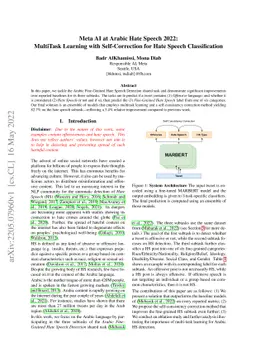 Meta AI at Arabic Hate Speech 2022: MultiTask Learning with
  Self-Correction for Hate Speech Classification