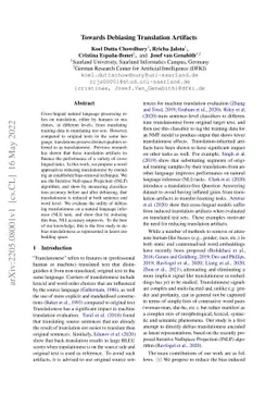 Towards Debiasing Translation Artifacts