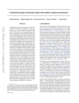 Continual learning on 3D point clouds with random compressed rehearsal