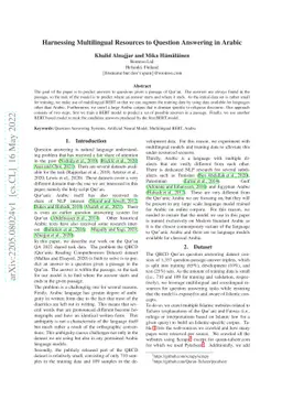 Harnessing Multilingual Resources to Question Answering in Arabic