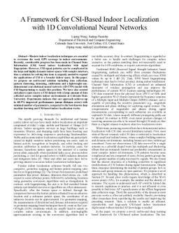 A Framework for CSI-Based Indoor Localization with 1D Convolutional
  Neural Networks