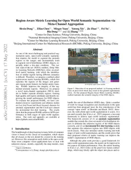Region-Aware Metric Learning for Open World Semantic Segmentation via
  Meta-Channel Aggregation