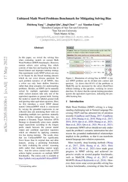 Unbiased Math Word Problems Benchmark for Mitigating Solving Bias