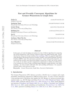 Fast and Provably Convergent Algorithms for Gromov-Wasserstein in Graph
  Data