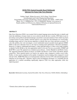 SEMI-FND: Stacked Ensemble Based Multimodal Inference For Faster Fake
  News Detection