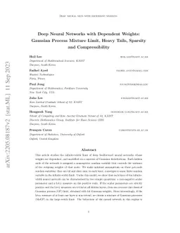 Deep neural networks with dependent weights: Gaussian Process mixture
  limit, heavy tails, sparsity and compressibility