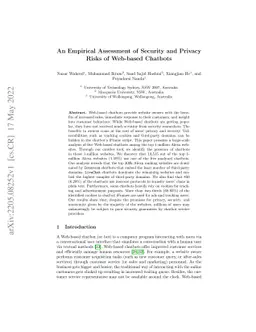 An Empirical Assessment of Security and Privacy Risks of Web
  based-Chatbots