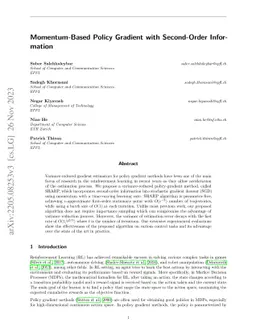 Momentum-Based Policy Gradient with Second-Order Information