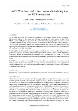 LabVIEW is faster and C is economical interfacing tool for UCT
  automation