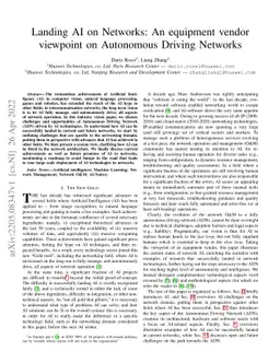 Landing AI on Networks: An equipment vendor viewpoint on Autonomous
  Driving Networks