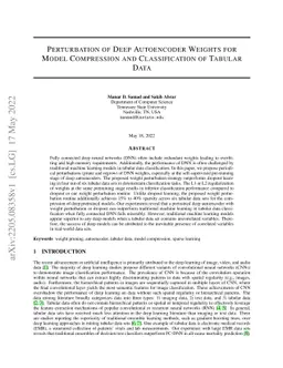Perturbation of Deep Autoencoder Weights for Model Compression and
  Classification of Tabular Data