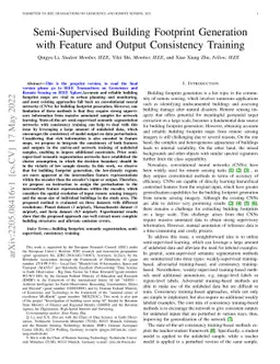 Semi-Supervised Building Footprint Generation with Feature and Output
  Consistency Training