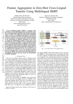 Feature Aggregation in Zero-Shot Cross-Lingual Transfer Using
  Multilingual BERT