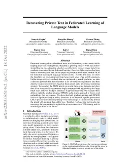Recovering Private Text in Federated Learning of Language Models