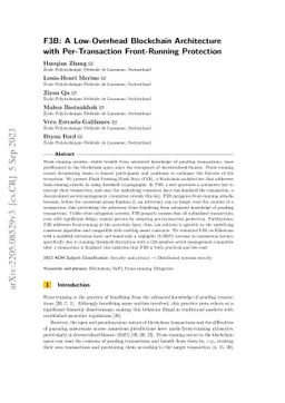 F3B: A Low-Overhead Blockchain Architecture with Per-Transaction
  Front-Running Protection