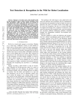 Text Detection & Recognition in the Wild for Robot Localization