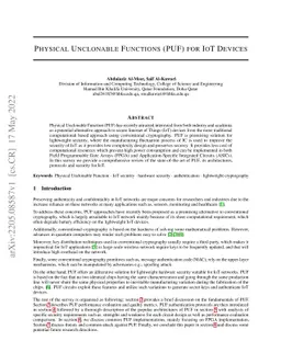 Physical Unclonable Functions (PUF) for IoT Devices