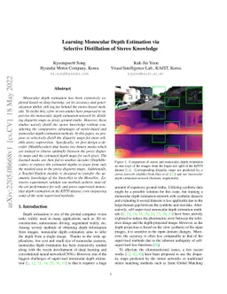 Learning Monocular Depth Estimation via Selective Distillation of Stereo
  Knowledge