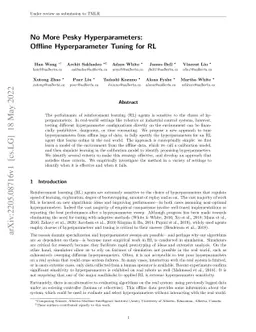 No More Pesky Hyperparameters: Offline Hyperparameter Tuning for RL