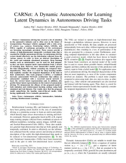 CARNet: A Dynamic Autoencoder for Learning Latent Dynamics in Autonomous
  Driving Tasks