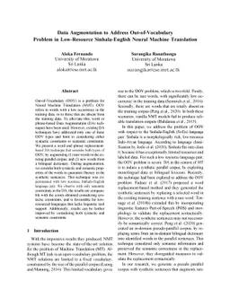 Data Augmentation to Address Out-of-Vocabulary Problem in Low-Resource
  Sinhala-English Neural Machine Translation